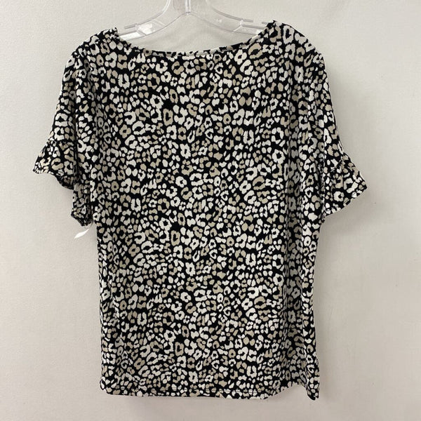 ELLEN TRACY WOMEN'S TOP black leopard print L