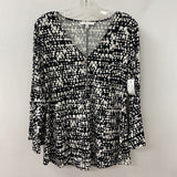 CHAUS WOMEN'S TOP black white dots L