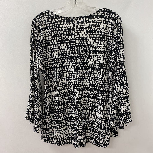 CHAUS WOMEN'S TOP black white dots L