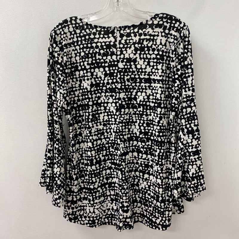 CHAUS WOMEN'S TOP black white dots L