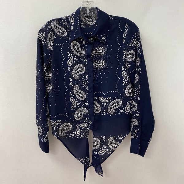 black label WOMEN'S BLOUSE/SHIRT navy white mix XS