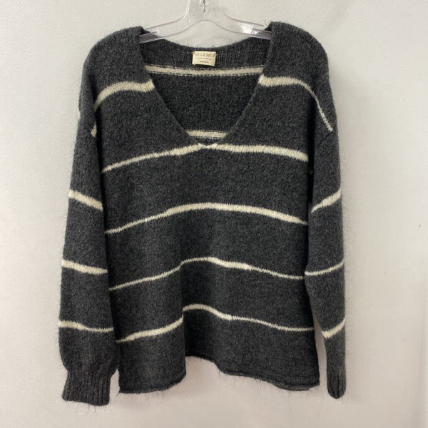 Mus & Bombon WOMEN'S SWEATER grey white stripe M