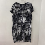 WOMEN'S PLUS DRESS black white houndstooth 3X
