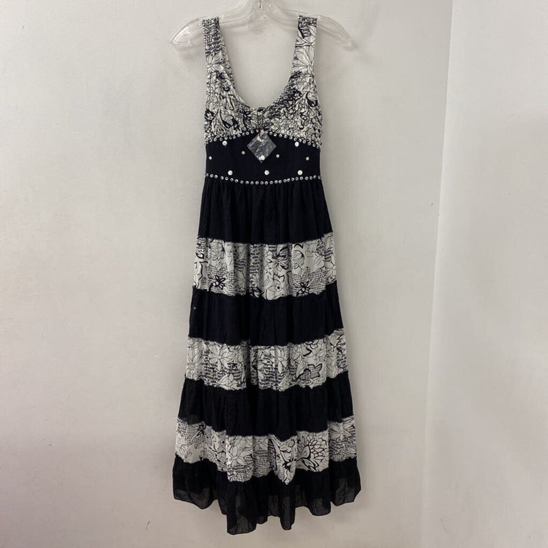 MINKAS WOMEN'S DRESS white black flor M