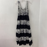 MINKAS WOMEN'S DRESS white black flor M