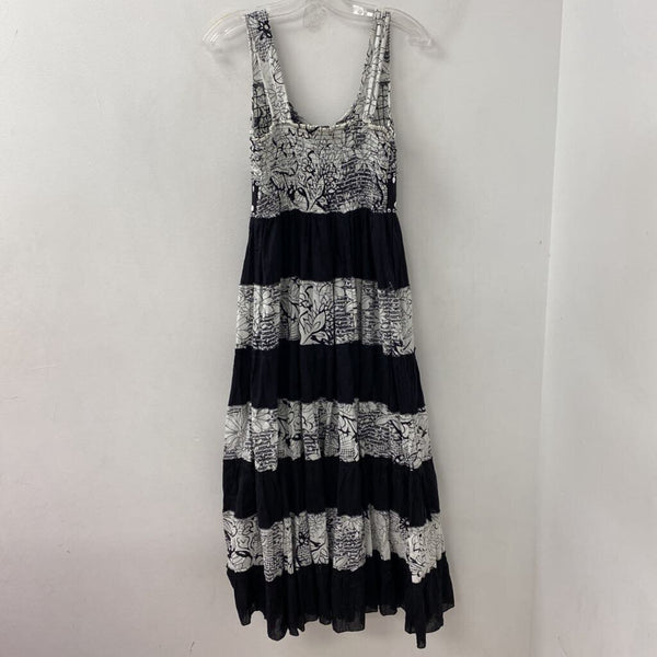 MINKAS WOMEN'S DRESS white black flor M