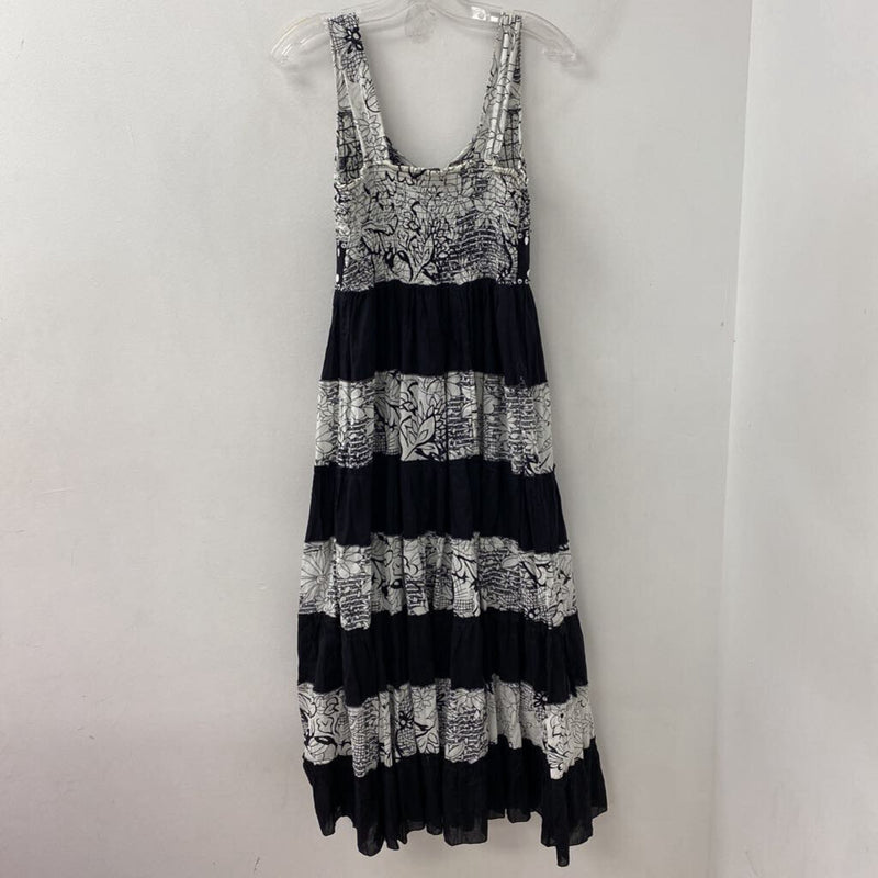 MINKAS WOMEN'S DRESS white black flor M