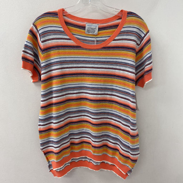 ZAKET & PLOVER WOMEN'S SWEATER orange navy white S