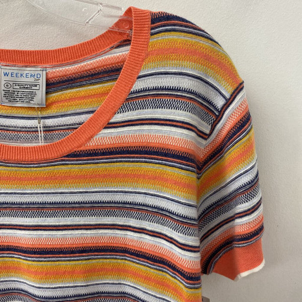ZAKET & PLOVER WOMEN'S SWEATER orange navy white S