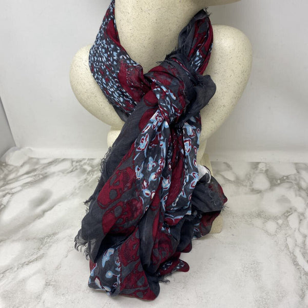 ZADIG & VOLTAIRE WOMEN'S SCARF/SHAWL burgundy charcoal white mix