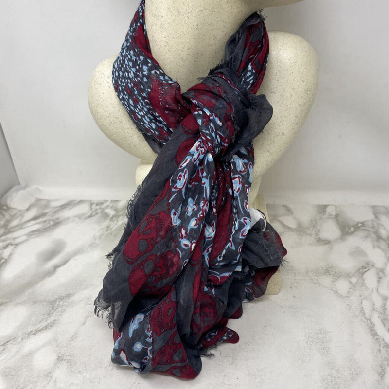 ZADIG & VOLTAIRE WOMEN'S SCARF/SHAWL burgundy charcoal white mix