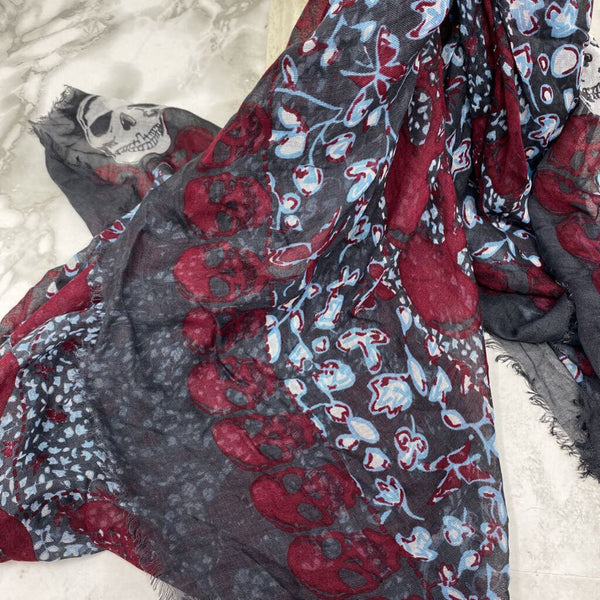 ZADIG & VOLTAIRE WOMEN'S SCARF/SHAWL burgundy charcoal white mix