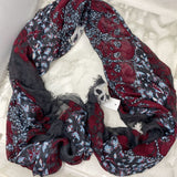 ZADIG & VOLTAIRE WOMEN'S SCARF/SHAWL burgundy charcoal white mix