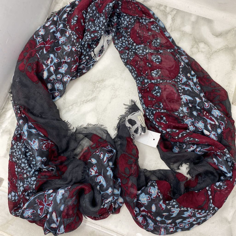 ZADIG & VOLTAIRE WOMEN'S SCARF/SHAWL burgundy charcoal white mix