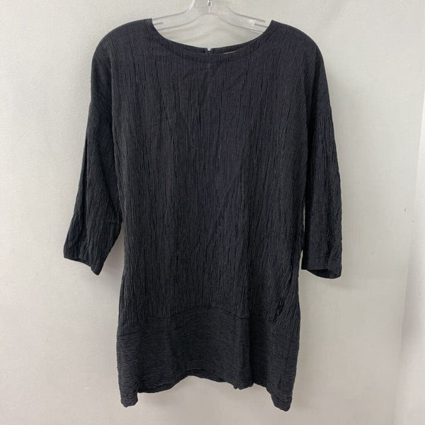 EILEEN FISHER WOMEN'S DRESS black grey stripe S