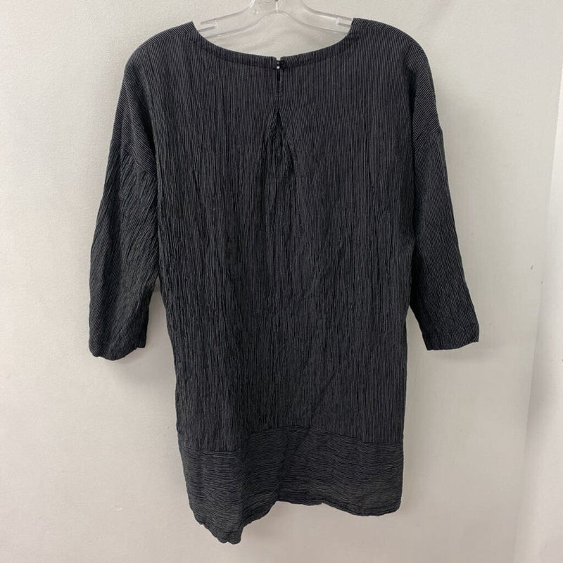 EILEEN FISHER WOMEN'S DRESS black grey stripe S