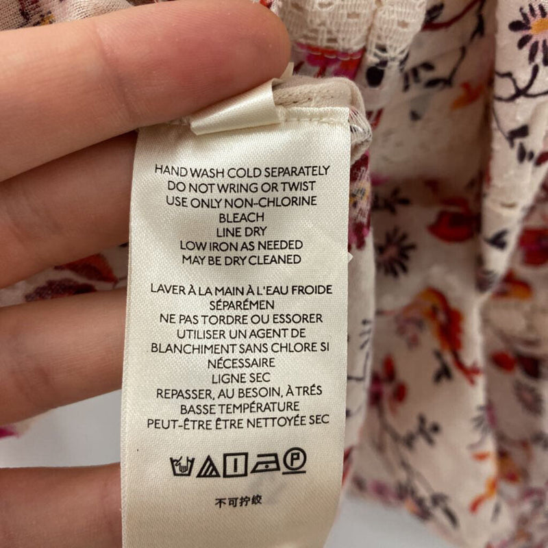 by Anthropologie WOMEN'S BLOUSE/SHIRT cream pink orange red multi 10