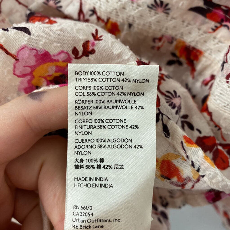 by Anthropologie WOMEN'S BLOUSE/SHIRT cream pink orange red multi 10