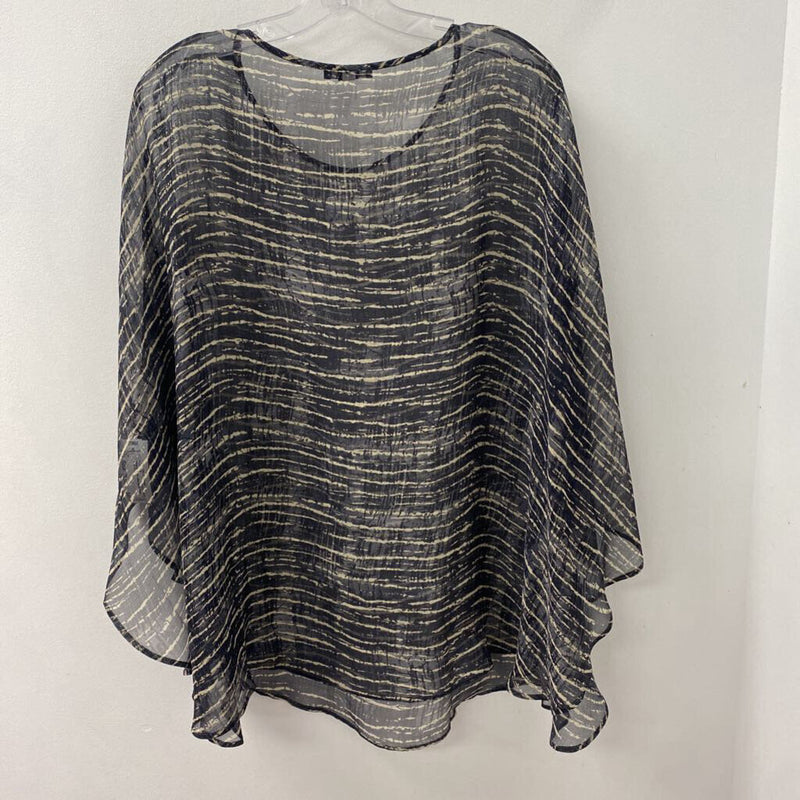 EILEEN FISHER WOMEN'S PLUS TOP black beige PLUS
