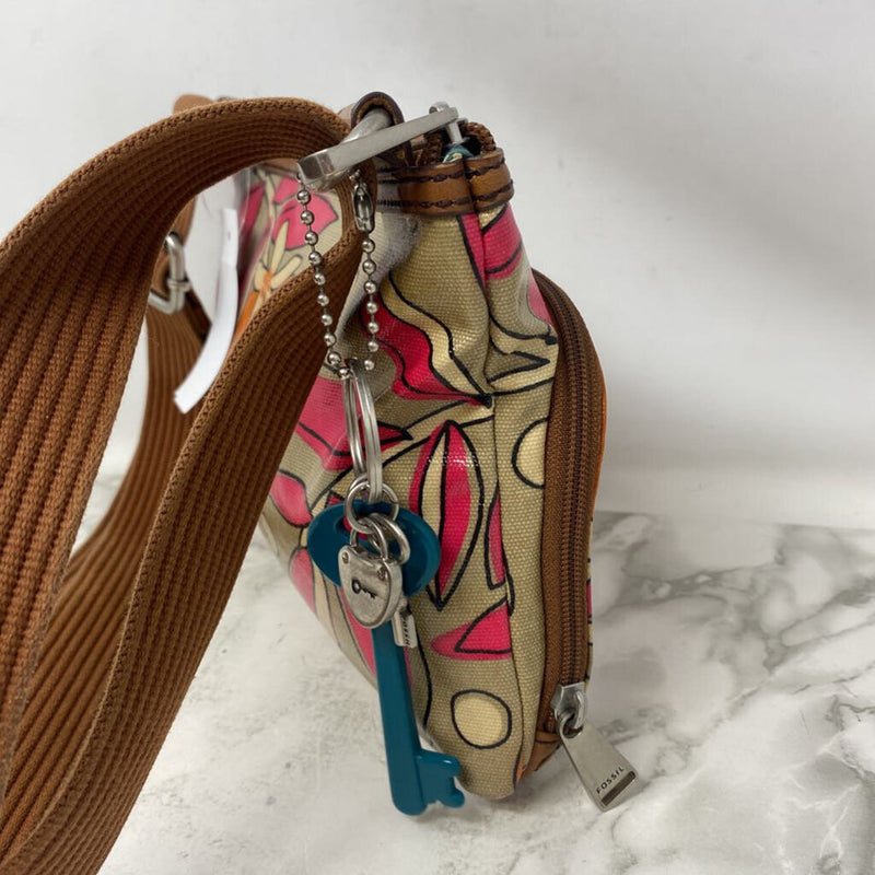 FOSSIL WOMEN'S BAG beige brown orange pink