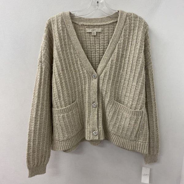 LOFT WOMEN'S CARDIGAN beige gold XL