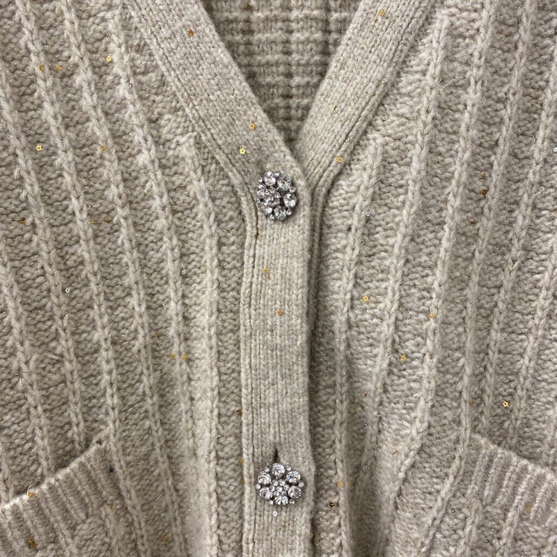 LOFT WOMEN'S CARDIGAN beige gold XL