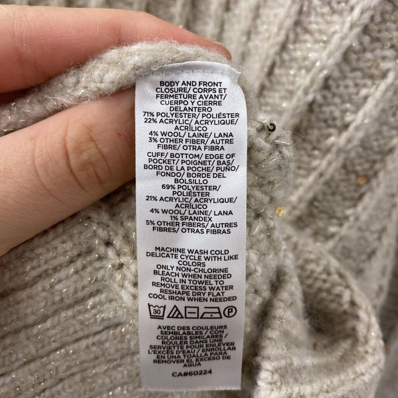 LOFT WOMEN'S CARDIGAN beige gold XL