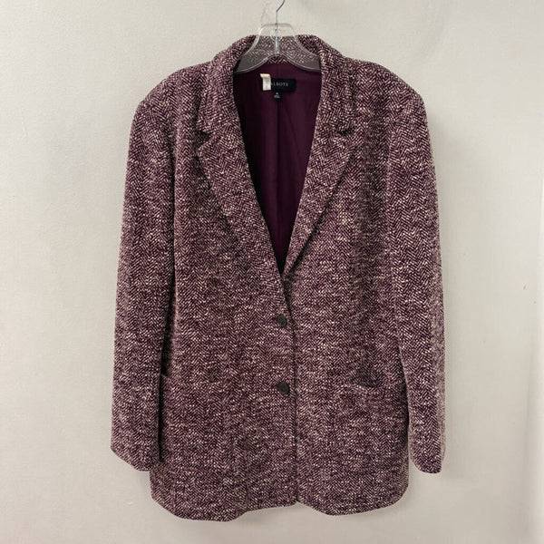 TALBOTS WOMEN'S BLAZER/JACKET purple white 16