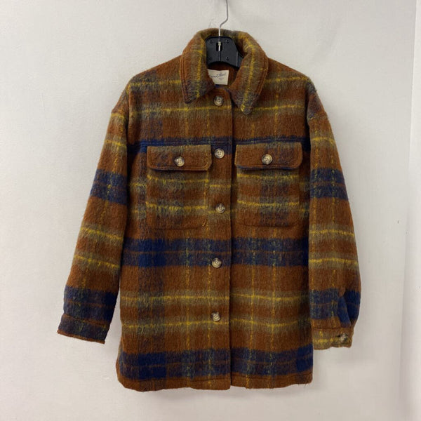 UNIVERSAL THREAD (target) WOMEN'S COAT brown navy yellow S