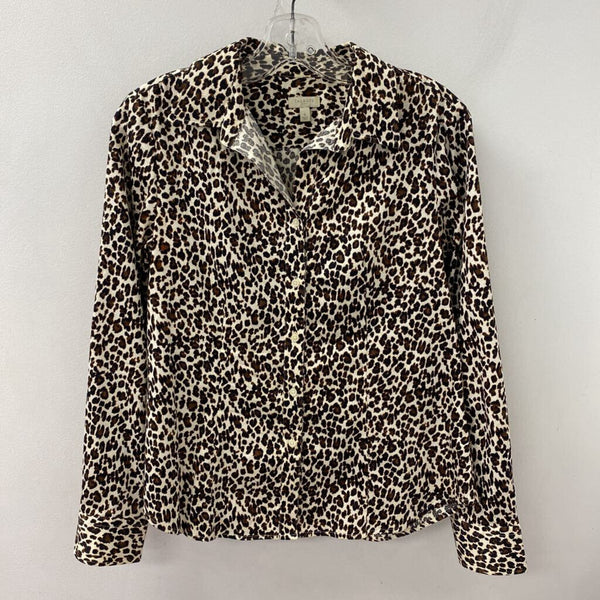 TALBOTS WOMEN'S BLOUSE/SHIRT brown black cream mix 6