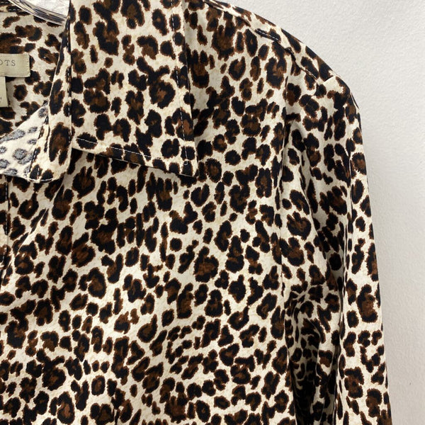 TALBOTS WOMEN'S BLOUSE/SHIRT brown black cream mix 6