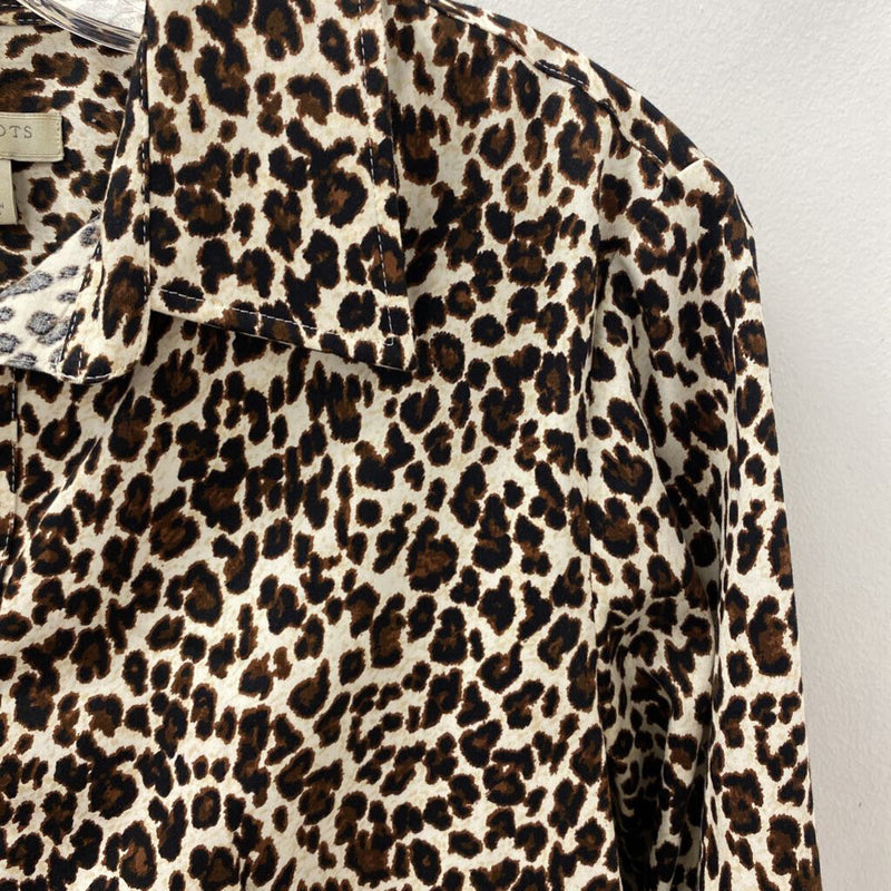 TALBOTS WOMEN'S BLOUSE/SHIRT brown black cream mix 6