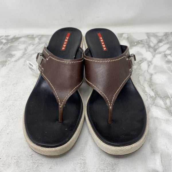 PRADA WOMEN'S SANDALS brown cream mix 39