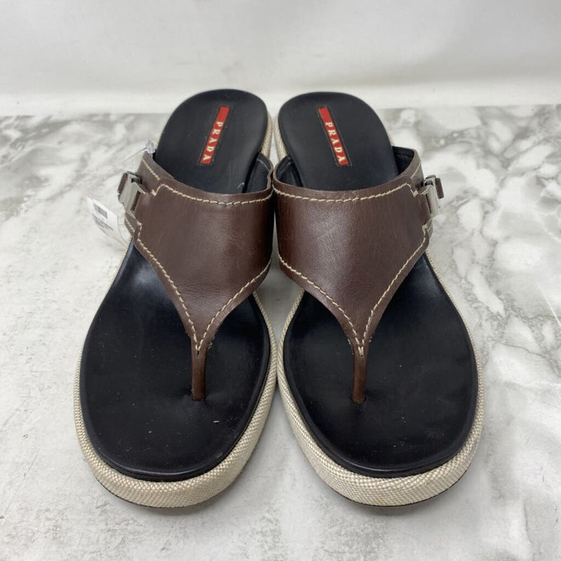 PRADA WOMEN'S SANDALS brown cream mix 39