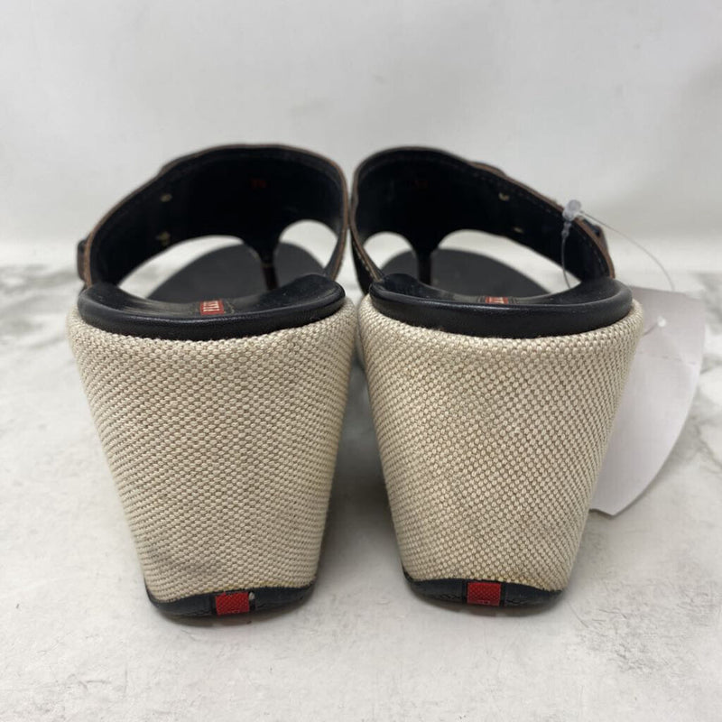 PRADA WOMEN'S SANDALS brown cream mix 39