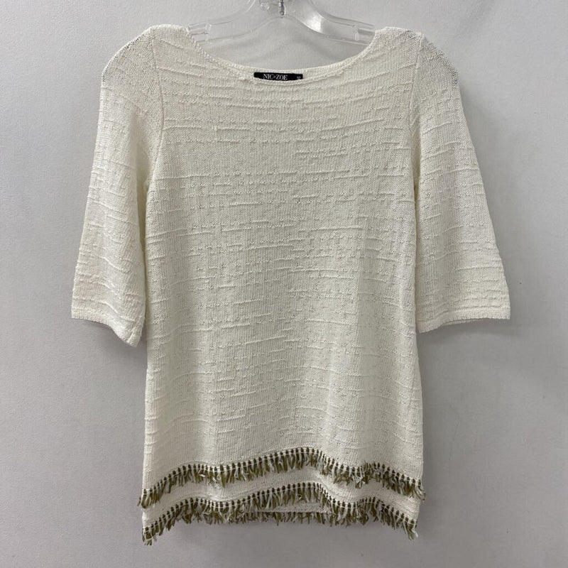 NIC+ZOE WOMEN'S TOP off white XS
