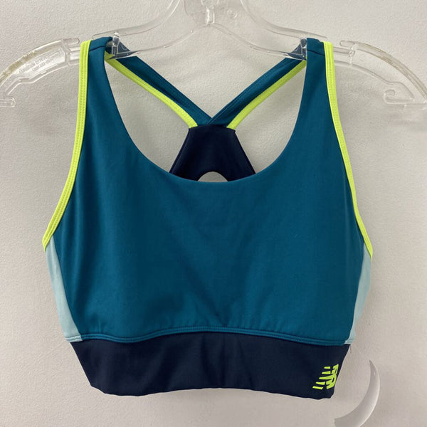 NEW BALANCE WOMEN'S ACTIVE BRA navy teal lime mix S/M