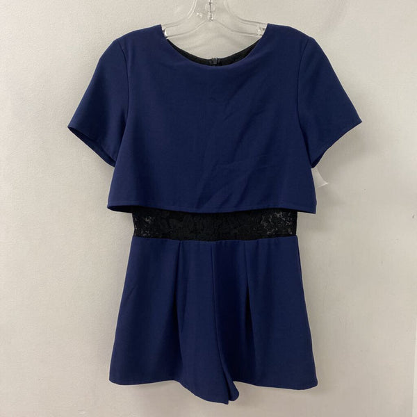 AQUA WOMEN'S JUMPSUIT navy black mix M
