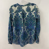 ZARA WOMEN'S BLOUSE/SHIRT green blue cream mix M