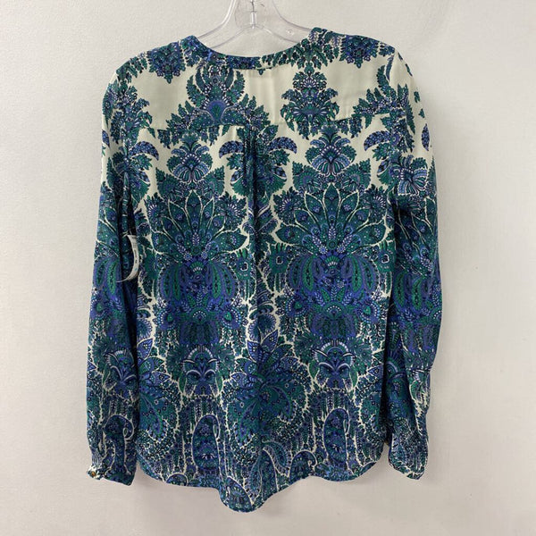 ZARA WOMEN'S BLOUSE/SHIRT green blue cream mix M