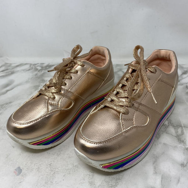 QUPID WOMEN'S SNEAKERS rose gold ranibow 8
