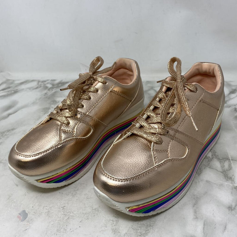 QUPID WOMEN'S SNEAKERS rose gold ranibow 8