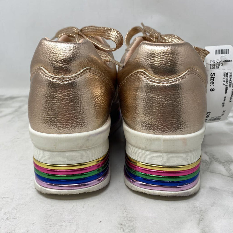 QUPID WOMEN'S SNEAKERS rose gold ranibow 8