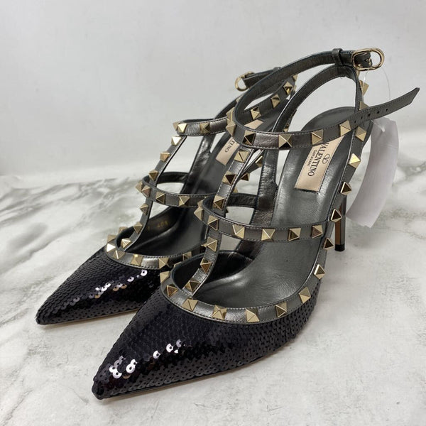 VALENTINO Garavani WOMEN'S HEELS black pewter 40.5