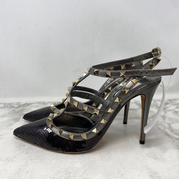 VALENTINO Garavani WOMEN'S HEELS black pewter 40.5