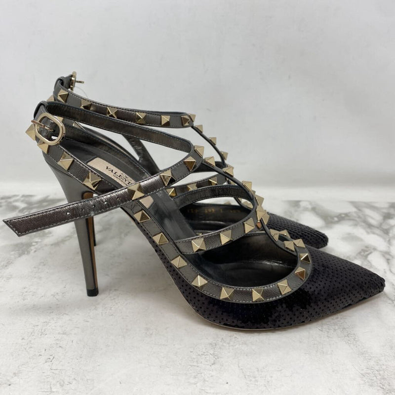 VALENTINO Garavani WOMEN'S HEELS black pewter 40.5