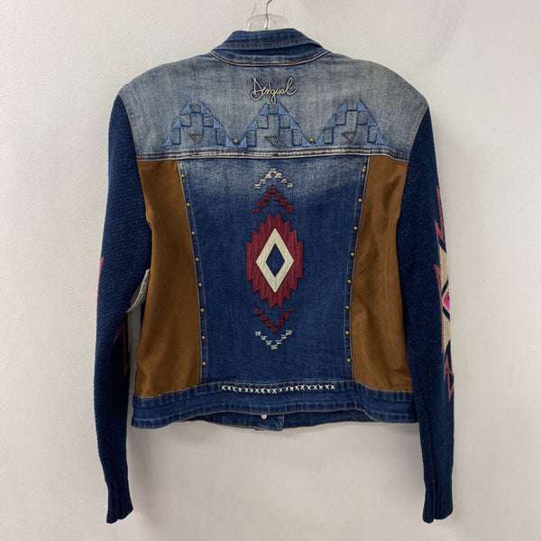 DESIGUAL WOMEN'S BLAZER/JACKET blue camel multi 42/s-m