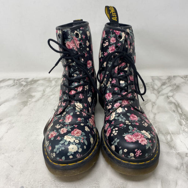 DR. MARTENS WOMEN'S BOOTS black pink floral 10