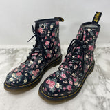 DR. MARTENS WOMEN'S BOOTS black pink floral 10