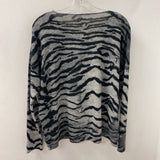 CHARLIE B WOMEN'S TOP grey black animal print L